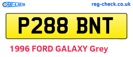 P288BNT are the vehicle registration plates.