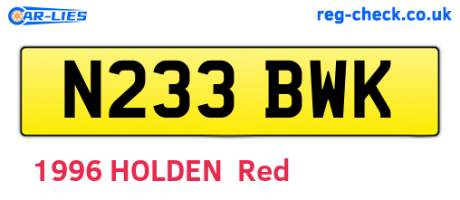 N233BWK are the vehicle registration plates.