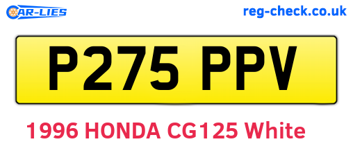 P275PPV are the vehicle registration plates.