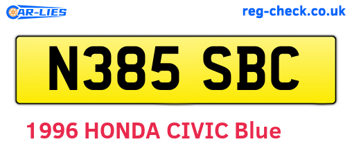 N385SBC are the vehicle registration plates.