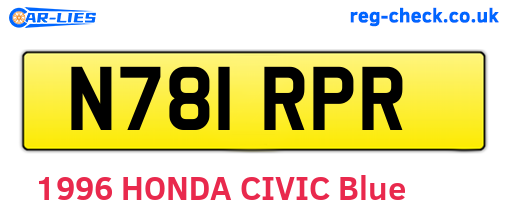 N781RPR are the vehicle registration plates.
