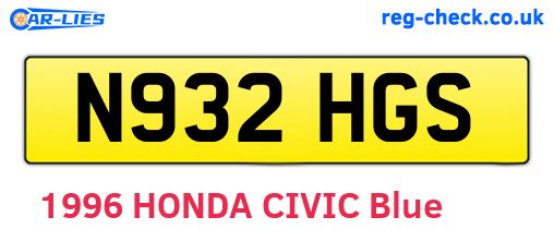 N932HGS are the vehicle registration plates.