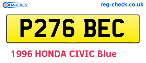 P276BEC are the vehicle registration plates.