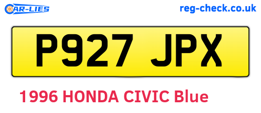 P927JPX are the vehicle registration plates.