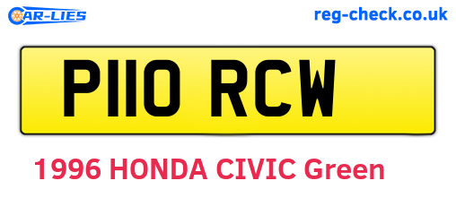 P110RCW are the vehicle registration plates.