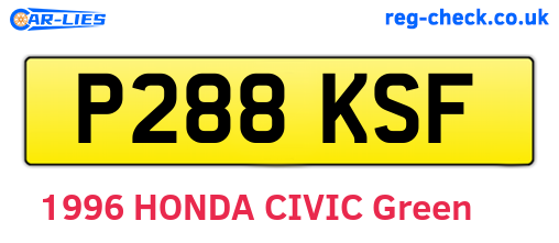 P288KSF are the vehicle registration plates.