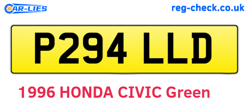 P294LLD are the vehicle registration plates.