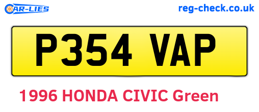 P354VAP are the vehicle registration plates.