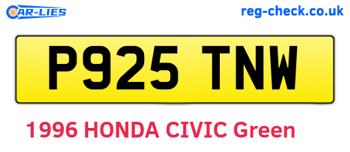 P925TNW are the vehicle registration plates.