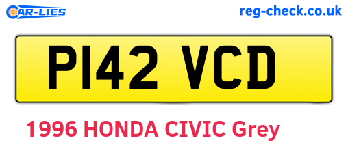 P142VCD are the vehicle registration plates.