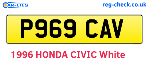 P969CAV are the vehicle registration plates.