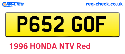 P652GOF are the vehicle registration plates.