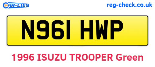 N961HWP are the vehicle registration plates.