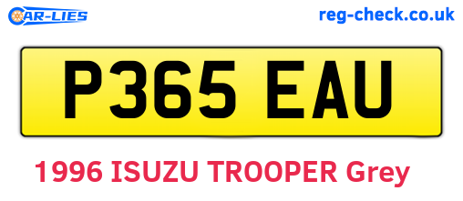 P365EAU are the vehicle registration plates.