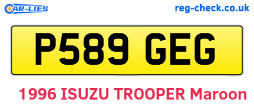 P589GEG are the vehicle registration plates.