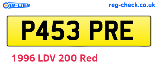 P453PRE are the vehicle registration plates.