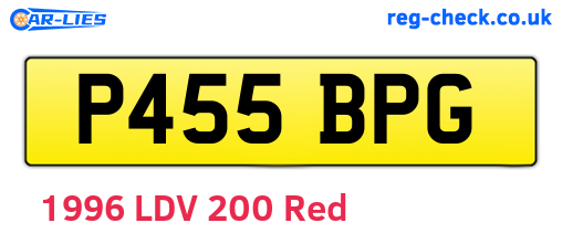 P455BPG are the vehicle registration plates.