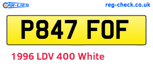 P847FOF are the vehicle registration plates.