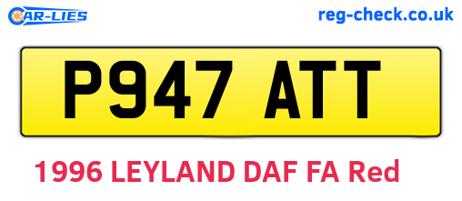 P947ATT are the vehicle registration plates.