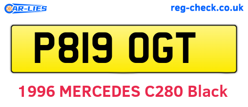 P819OGT are the vehicle registration plates.