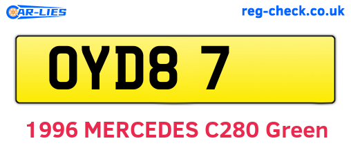OYD87 are the vehicle registration plates.
