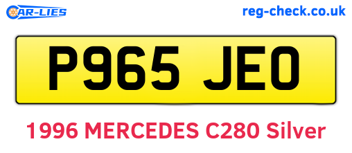 P965JEO are the vehicle registration plates.