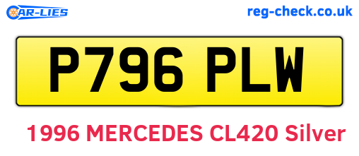 P796PLW are the vehicle registration plates.