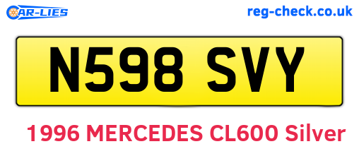N598SVY are the vehicle registration plates.