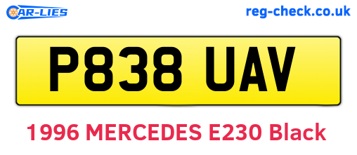 P838UAV are the vehicle registration plates.
