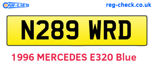 N289WRD are the vehicle registration plates.