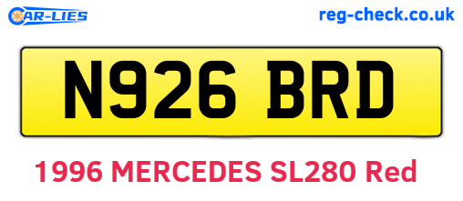 N926BRD are the vehicle registration plates.