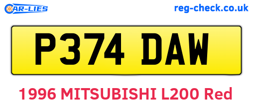 P374DAW are the vehicle registration plates.