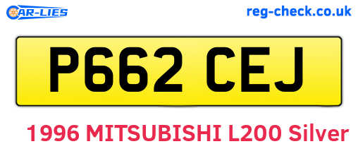 P662CEJ are the vehicle registration plates.