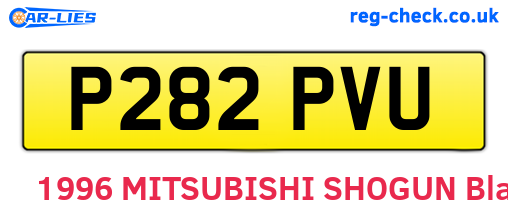 P282PVU are the vehicle registration plates.