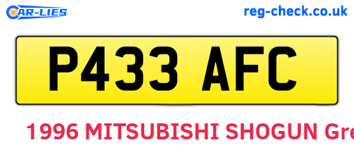 P433AFC are the vehicle registration plates.