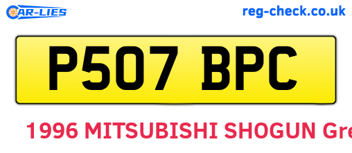P507BPC are the vehicle registration plates.
