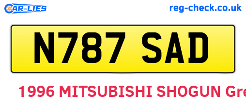 N787SAD are the vehicle registration plates.