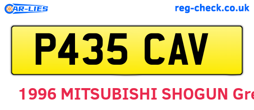 P435CAV are the vehicle registration plates.