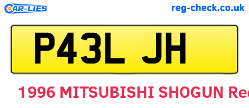 P43LJH are the vehicle registration plates.
