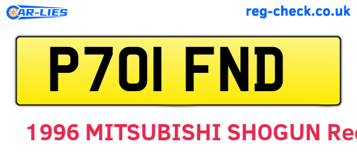 P701FND are the vehicle registration plates.