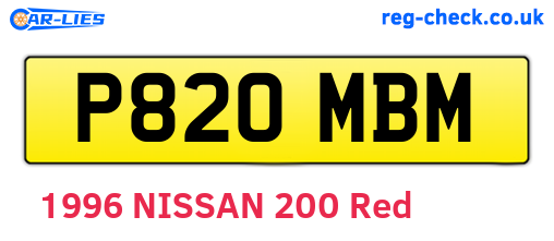 P820MBM are the vehicle registration plates.