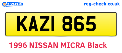 KAZ1865 are the vehicle registration plates.