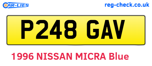 P248GAV are the vehicle registration plates.