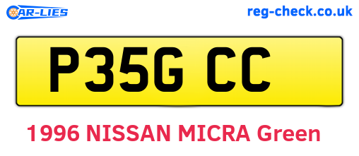 P35GCC are the vehicle registration plates.