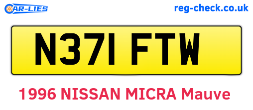 N371FTW are the vehicle registration plates.