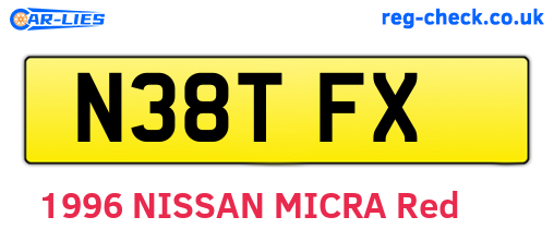N38TFX are the vehicle registration plates.