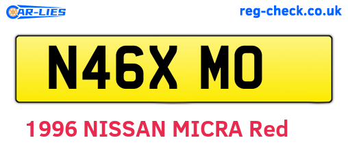 N46XMO are the vehicle registration plates.