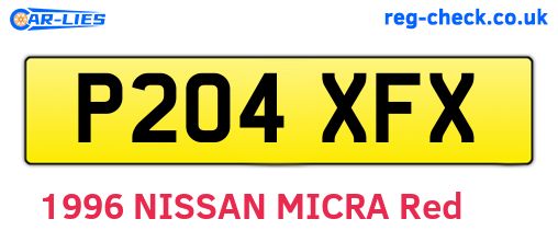 P204XFX are the vehicle registration plates.