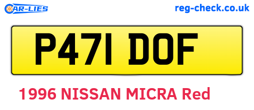 P471DOF are the vehicle registration plates.