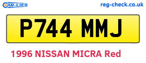 P744MMJ are the vehicle registration plates.